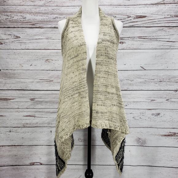 BCBGMAXAZRIA Women's Knit Wool Blend Metallic Open Cardigan Medium - Picture 2 of 12